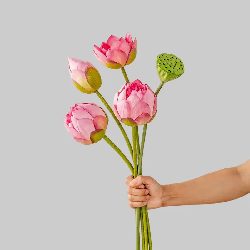 Silk Lotus & Seed Pod Arrangement – Botanical-Inspired Decor for Ponds, Ceremonies & Interiors