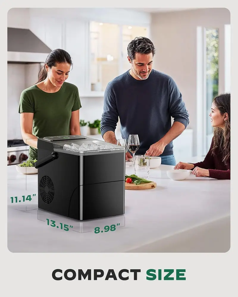 Silonn Countertop Ice Maker – Expanding 2.5L Ice Basket, LED Touch Control, 9 Cubes in 6 Minutes, 2 Bullet Ice Sizes, Self-Cleaning