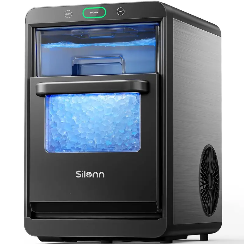 Silonn Countertop Nugget Ice Maker – Pull-Out Water Tank, Removable Ice Basket, Fast Ice Production