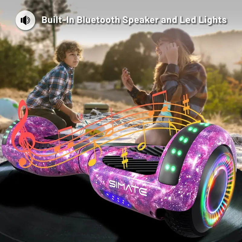 SIMATE 6.5-Inch Self-Balancing Hoverboard with Bluetooth Audio & RGB LED Lighting