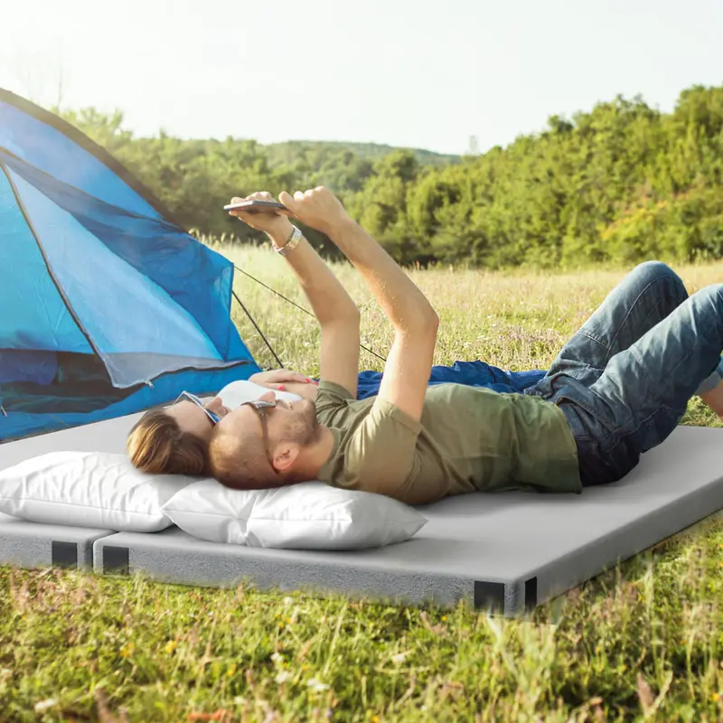 Single-Size Memory Foam Camping Mattress – Roll-Up Sleeping Pad with Anti-Slip Base and Travel Bag (74" x 30.5")