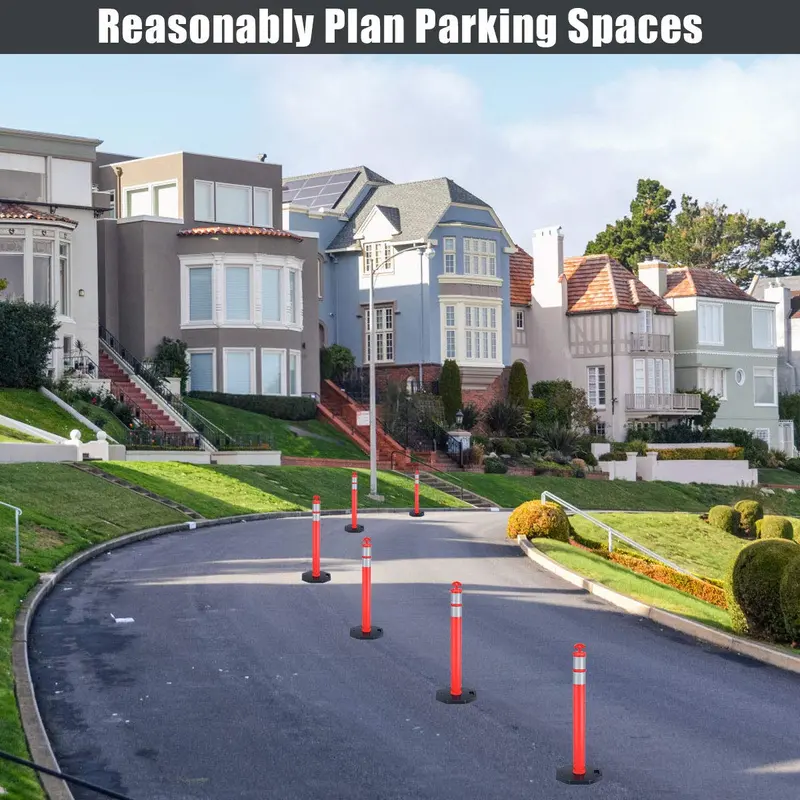 Six-Pack 45-Inch Traffic Delineator Cones – Reflective Collars and Sturdy Base for Safety Barriers