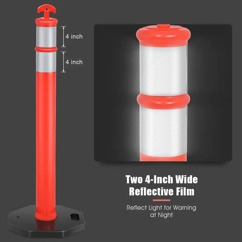 Six-Pack 45-Inch Traffic Delineator Cones – Reflective Collars and Sturdy Base for Safety Barriers