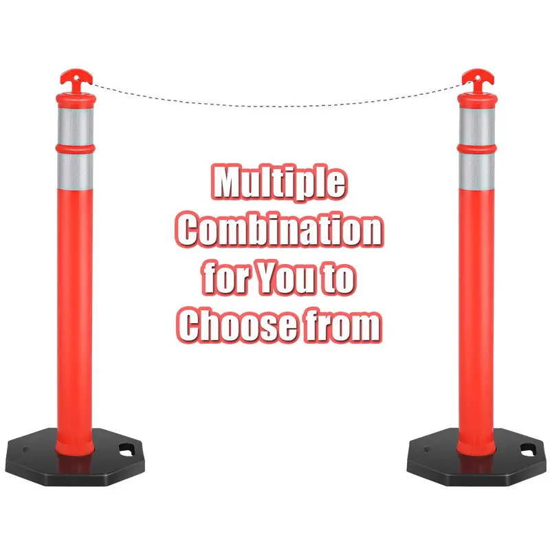 Six-Pack 45-Inch Traffic Delineator Cones – Reflective Collars and Sturdy Base for Safety Barriers