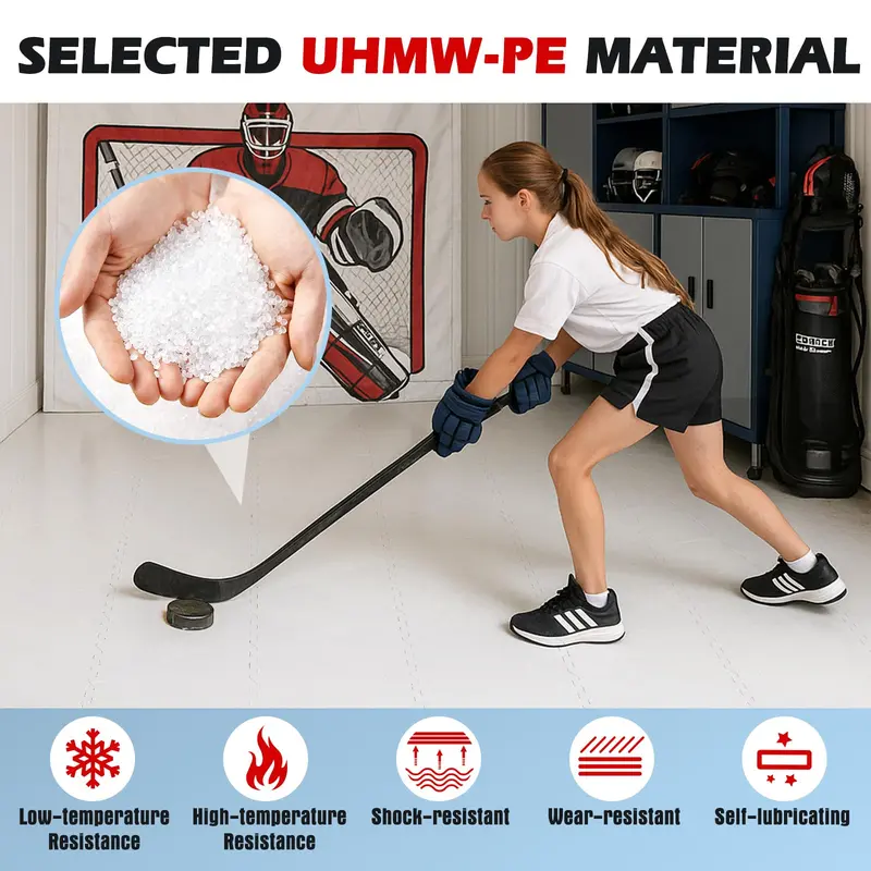 Skateable Artificial Ice Flooring Tiles for Indoor or Outdoor Hockey Training