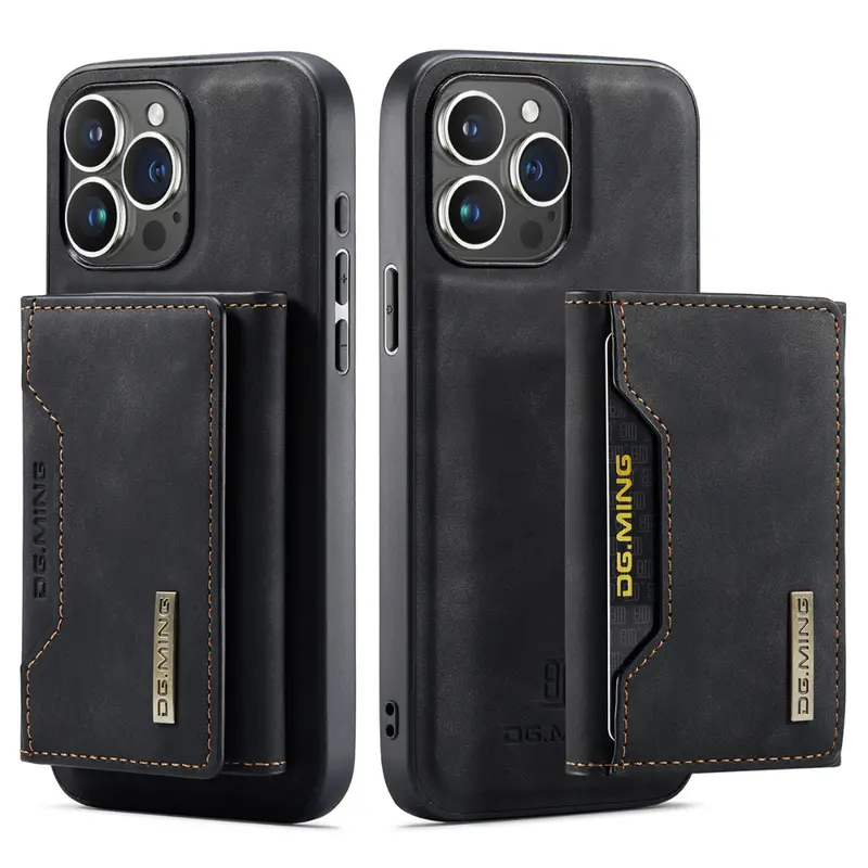 Sleek Black Executive Leather Wallet Case for iPhone