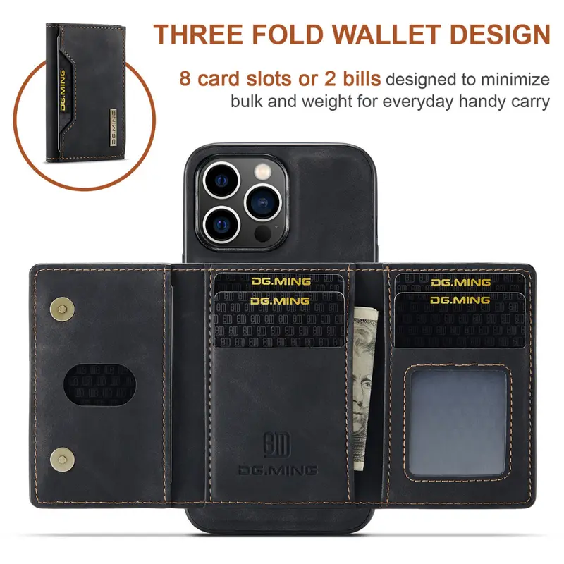Sleek Black Executive Leather Wallet Case for iPhone