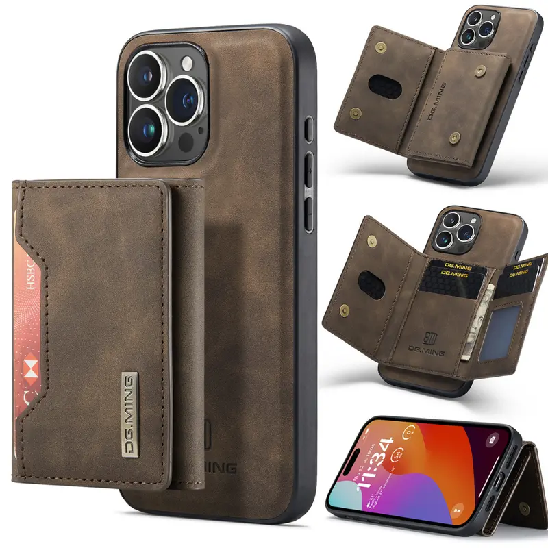 Sleek Black Executive Leather Wallet Case for iPhone