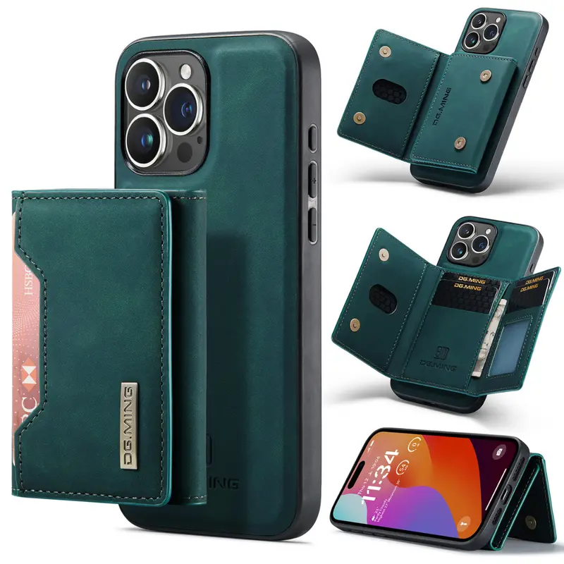 Sleek Black Executive Leather Wallet Case for iPhone