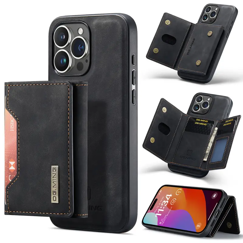 Sleek Black Executive Leather Wallet Case for iPhone 2