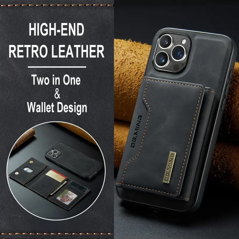 Sleek Black Executive Leather Wallet Case for iPhone
