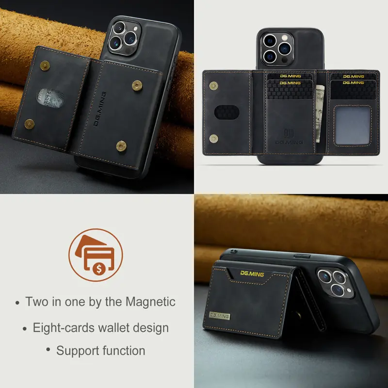 Sleek Black Executive Leather Wallet Case for iPhone