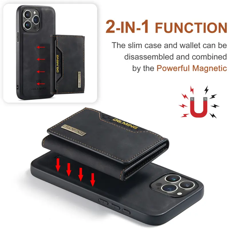 Sleek Black Executive Leather Wallet Case for iPhone