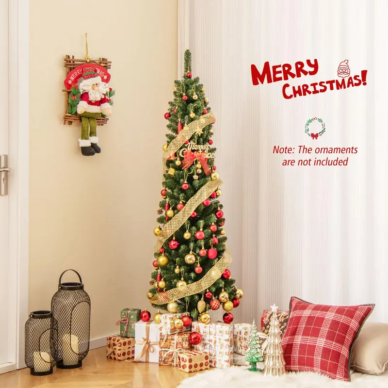 Slender Artificial Christmas Tree (5–8 ft) with Quick-Shape Technology 2