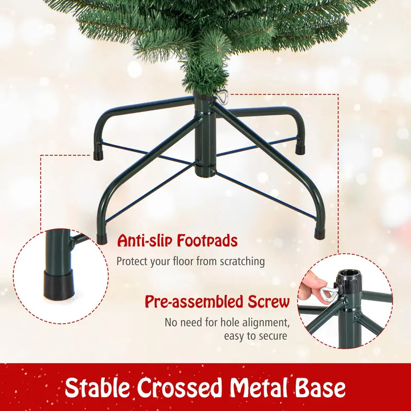 Slender Artificial Christmas Tree (5–8 ft) with Quick-Shape Technology