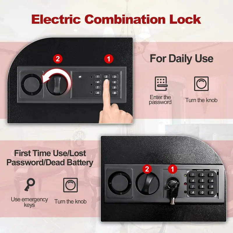 Slim 22-Inch Wall-Mounted Safe, Concealed In-Wall Security Box Fits Standard Stud Spacing 2