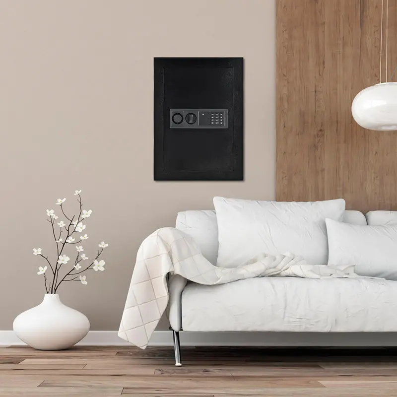 Slim 22-Inch Wall-Mounted Safe, Concealed In-Wall Security Box Fits Standard Stud Spacing