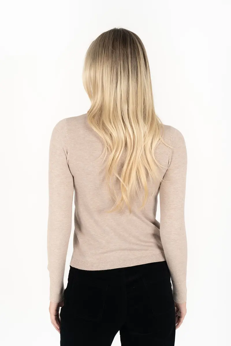 Slim-Fit Khaki Turtleneck Sweater – Long Sleeve Cotton Blend 2