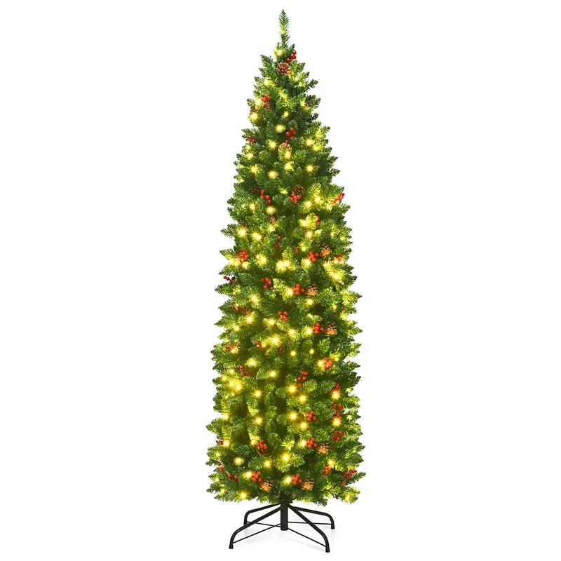Slim Pre-Lit Pencil-Style Artificial Christmas Tree