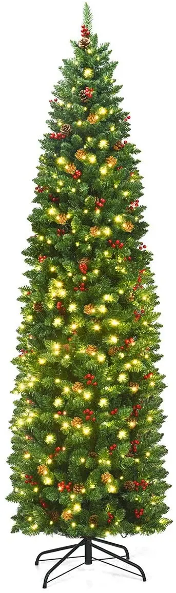 Slim Pre-Lit Pencil-Style Artificial Christmas Tree