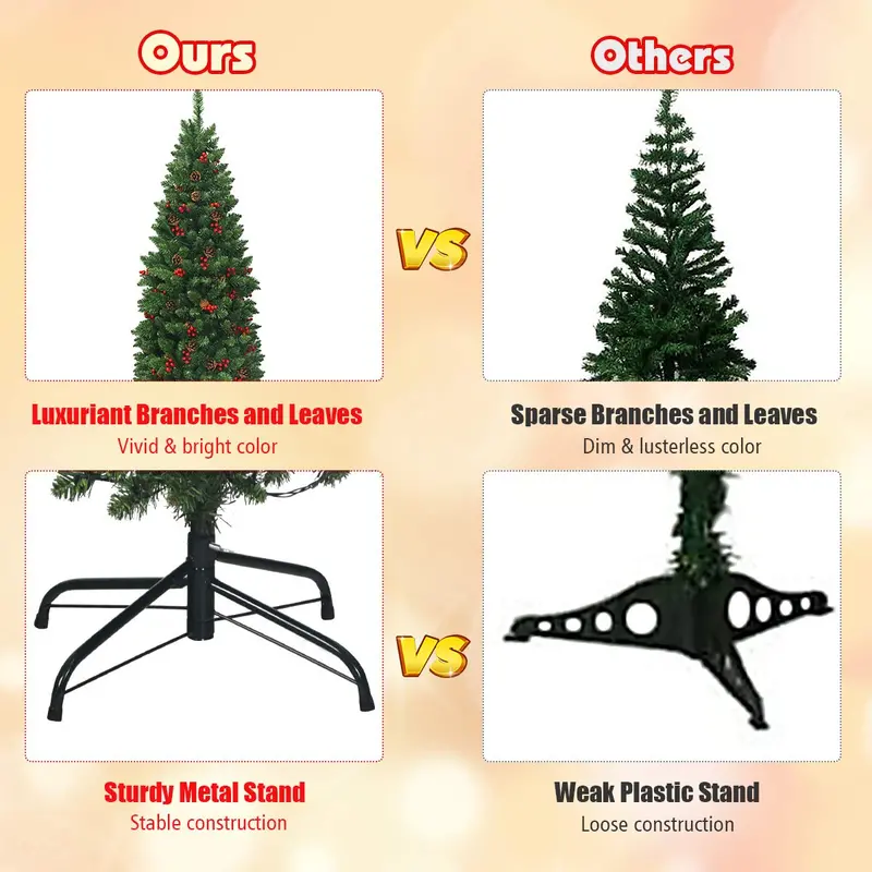 Slim Pre-Lit Pencil-Style Artificial Christmas Tree