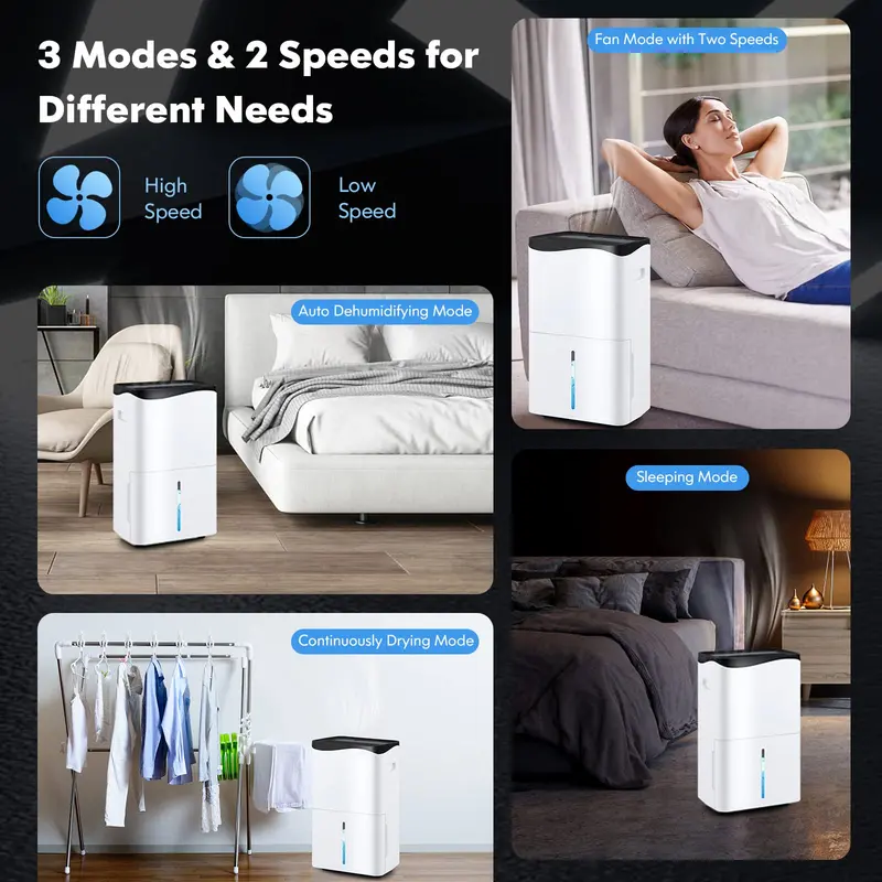 Smart 100-Pint Dehumidifier – Wi-Fi Enabled App Control, Alexa Compatibility & Coverage up to 5500 Sq. Ft. 2