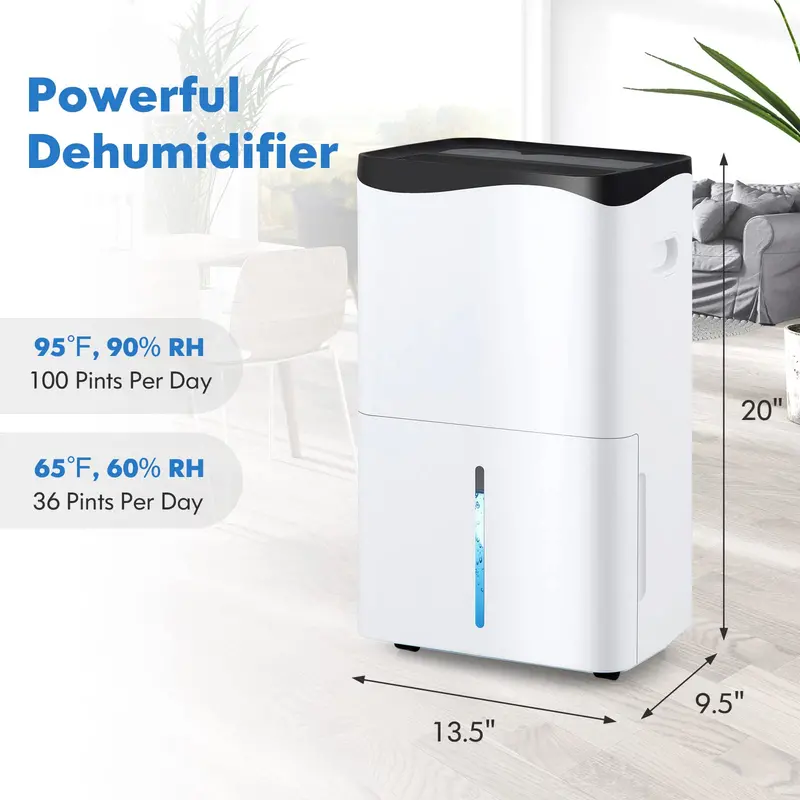 Smart 100-Pint Dehumidifier – Wi-Fi Enabled App Control, Alexa Compatibility & Coverage up to 5500 Sq. Ft.