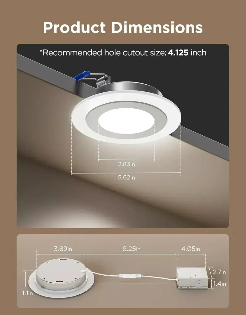 Smart 6-Inch Dimmable Canless Recessed LED Downlight – 1100LM, Integrated Junction Box