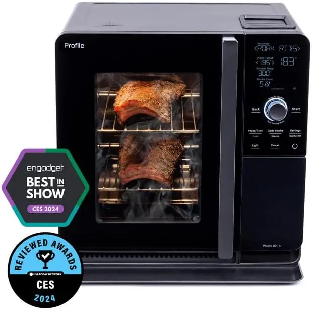 Smart Countertop Pellet Smoker with WiFi Connectivity, Active Smoke Filtration, and 5 Adjustable Smoke Levels