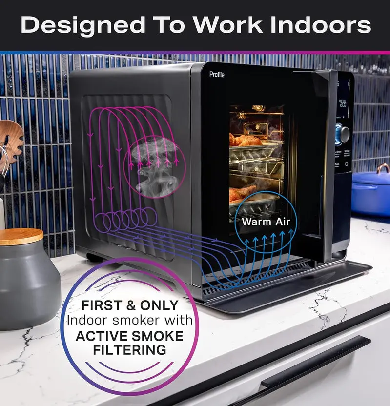 Smart Countertop Pellet Smoker with WiFi Connectivity, Active Smoke Filtration, and 5 Adjustable Smoke Levels