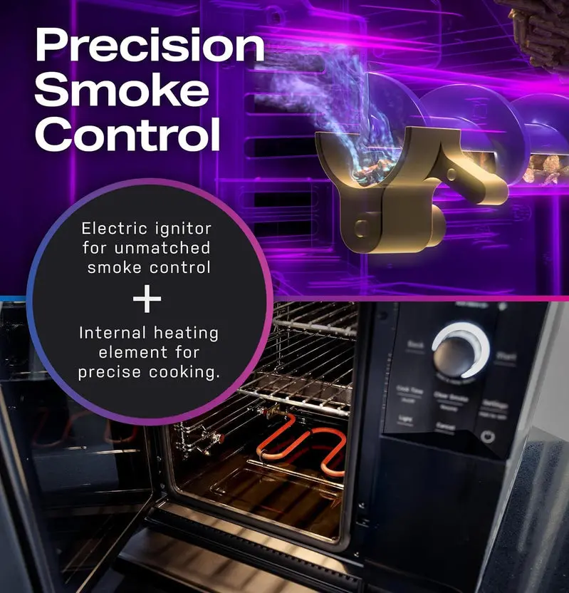Smart Countertop Pellet Smoker with WiFi Connectivity, Active Smoke Filtration, and 5 Adjustable Smoke Levels