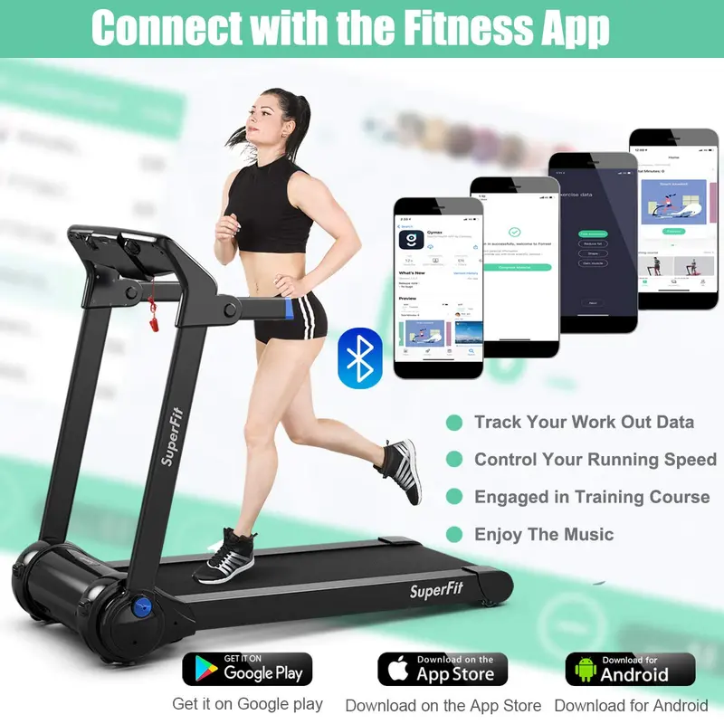 Smart Folding Treadmill – 3HP Motor, Bluetooth Speakers, HD Touchscreen, and Mobile App Control