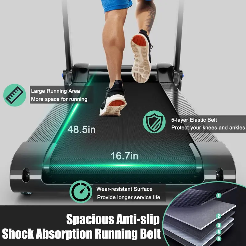 Smart Folding Treadmill – 3HP Motor, Bluetooth Speakers, HD Touchscreen, and Mobile App Control