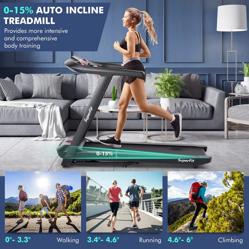 Smart Folding Treadmill – 4.75 HP Motor with 15% Auto Incline, Voice Control, and App Connectivity 2