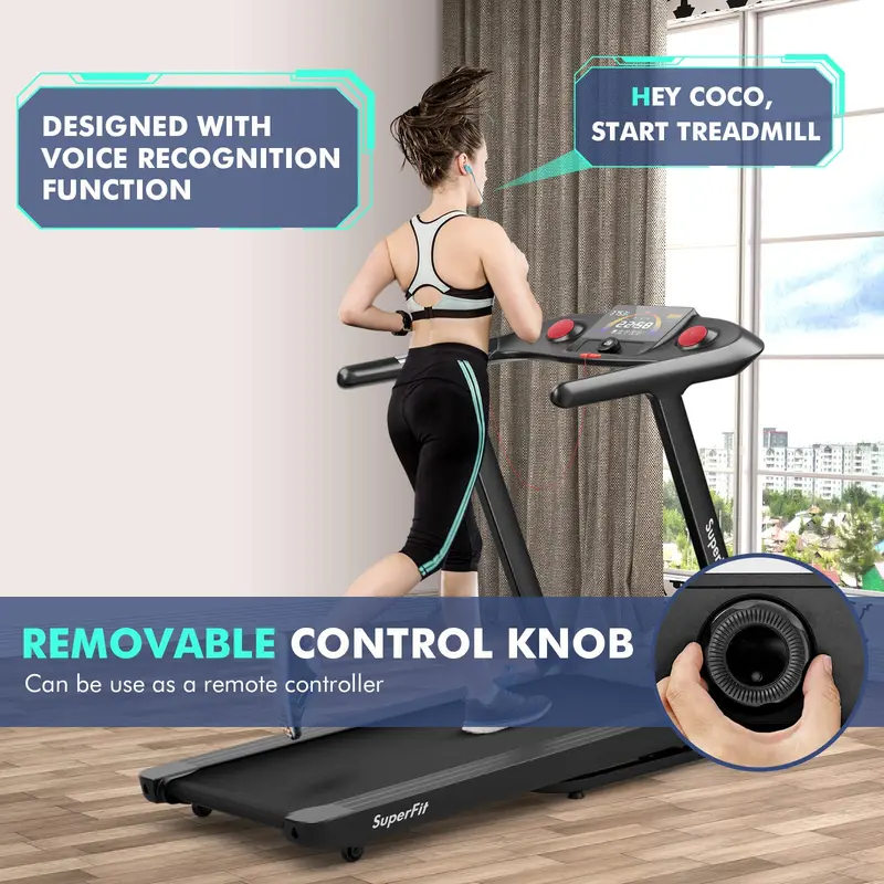 Smart Folding Treadmill – 4.75 HP Motor with 15% Auto Incline, Voice Control, and App Connectivity