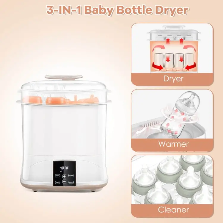 Smart LED-Controlled Baby Bottle Sterilizer and Dryer (3-in-1)