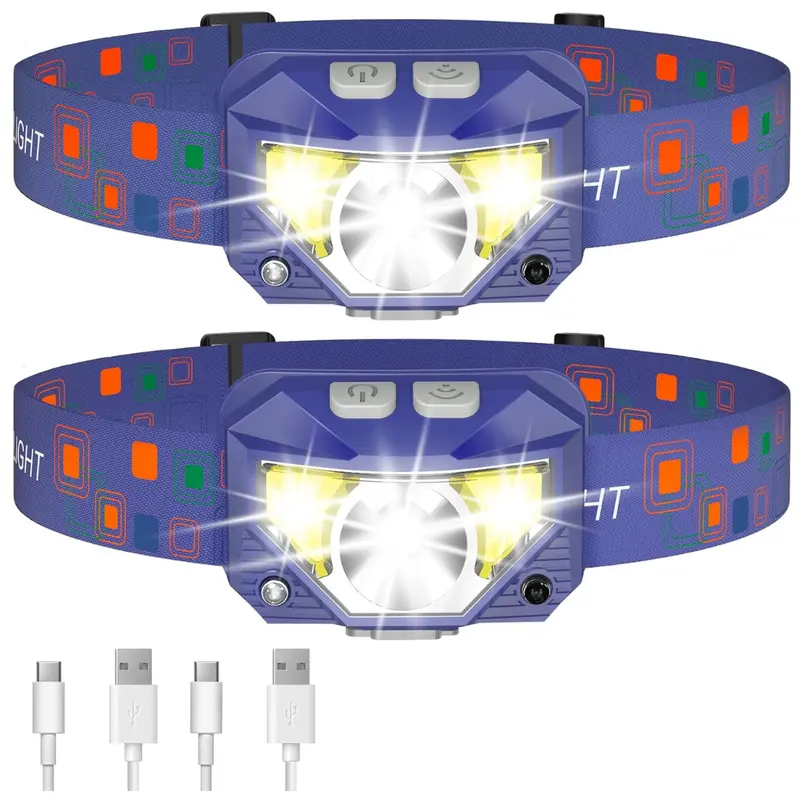 Smart LED Headlamp with Motion Sensor, 8 Light Modes – 2-Pack 2