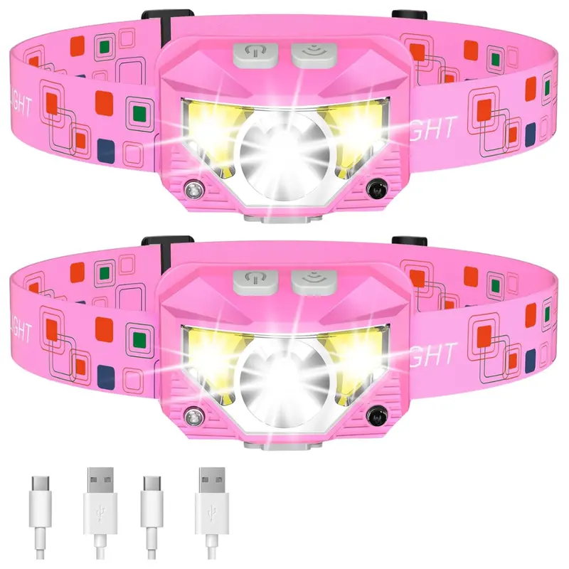 Smart LED Headlamp with Motion Sensor, 8 Light Modes – 2-Pack