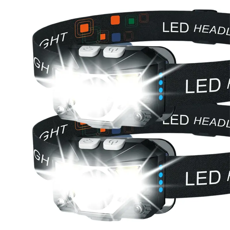 Smart LED Headlamp with Motion Sensor, 8 Light Modes – 2-Pack