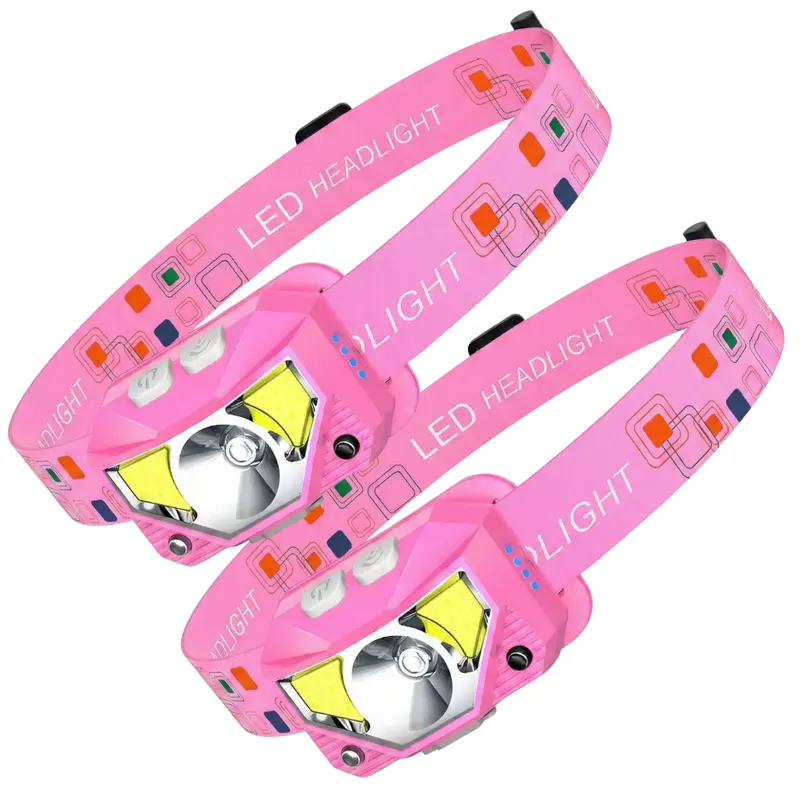 Smart LED Headlamp with Motion Sensor, 8 Light Modes – 2-Pack
