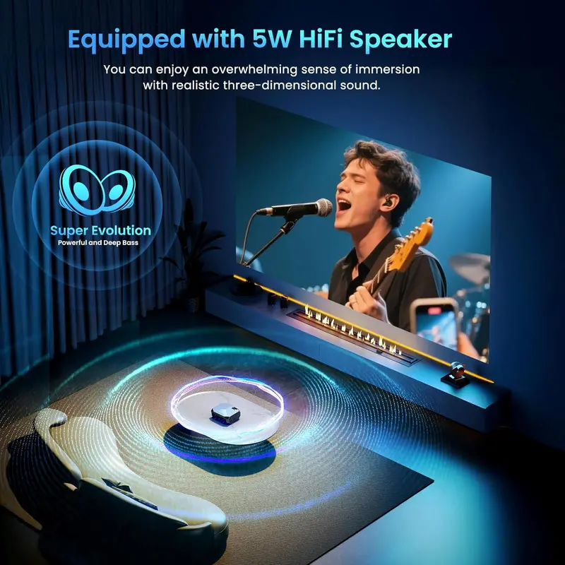 Smart Projector with Netflix Support, 5G WiFi 6, Bluetooth 5.3, and High-Lumen Brightness