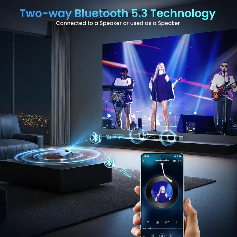 Smart Projector with Netflix Support, 5G WiFi 6, Bluetooth 5.3, and High-Lumen Brightness