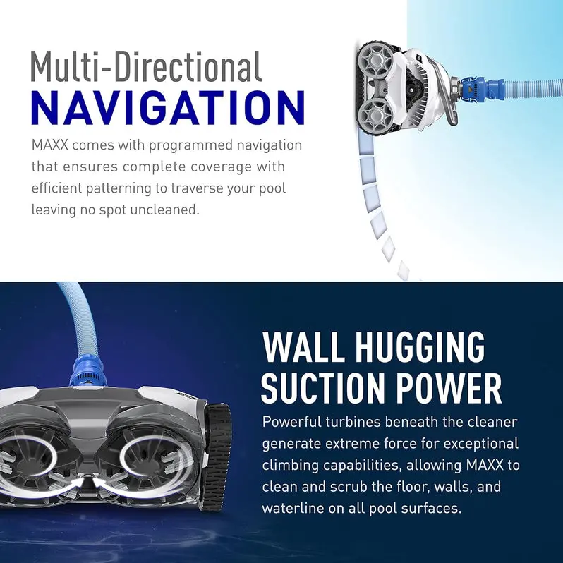 Smart Suction-Side Pool Cleaner for In-Ground Pools | Adaptive Navigation & Halo Debris-Lift Technology | Energy-Efficient Operation on All Surfaces