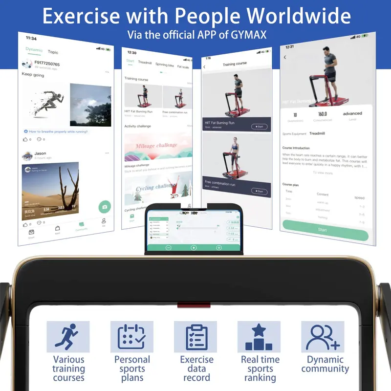 Smart Under-Desk Treadmill – 2.25HP Folding Model with App Connectivity