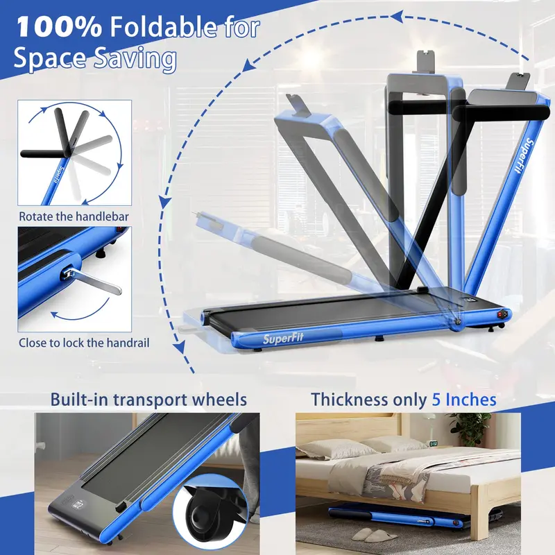 Smart Under-Desk Treadmill – 2.25HP Folding Model with App Connectivity