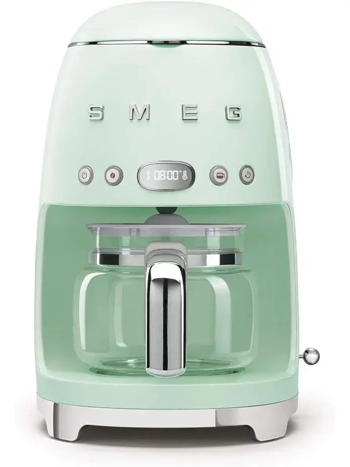 Smeg Retro-Style Drip Coffee Maker — 10-Cup Capacity, Pastel Green Finish, 50s Aesthetic