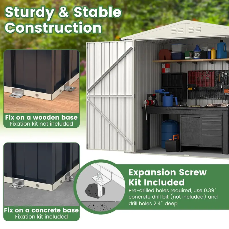 Snap-Together Metal Outdoor Storage Shed – Weather-Resistant Color-Coated Utility Structure
