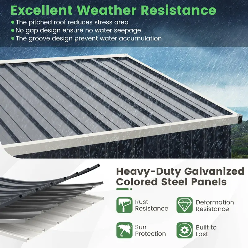 Snap-Together Metal Outdoor Storage Shed – Weather-Resistant Color-Coated Utility Structure