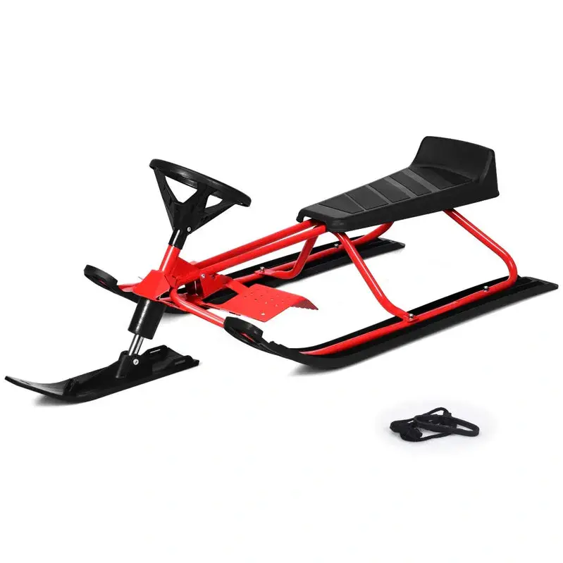 Snow Racer Sled with Twin Brake System and Stable Slider Board Design