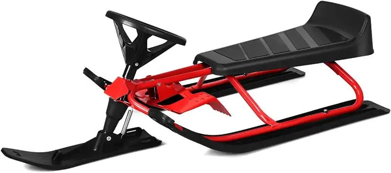 Snow Racer Sled with Twin Brake System and Stable Slider Board Design